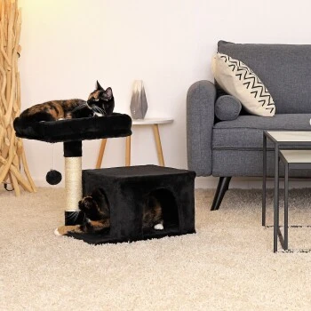 Lionto Kratzbaum 50 Cm Schwarz 2 Lionto Kratzbaum 50 Cm Schwarz – Bild 2