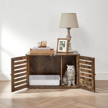 FEANDREA Katzenklo Mit Tür Vintagebraun 3 FEANDREA Katzenklo Mit Tür Vintagebraun – Bild 3