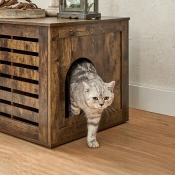 FEANDREA Katzenklo Mit Tür Vintagebraun 4 FEANDREA Katzenklo Mit Tür Vintagebraun – Bild 4