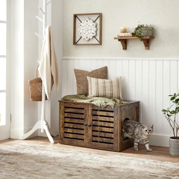 FEANDREA Katzenklo Mit Tür Vintagebraun 6 FEANDREA Katzenklo Mit Tür Vintagebraun – Bild 6