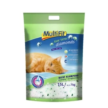 MultiFit Diamonds Aloe Vera Silikatstreu 15 L 1 MultiFit Diamonds Aloe Vera Silikatstreu 15 L