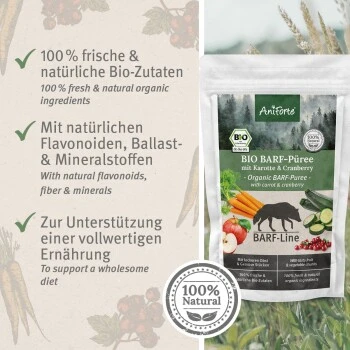 Aniforte BIO BARF Püree Karotte & Cranberry 5 X 150g 3 Aniforte BIO BARF Püree Karotte & Cranberry 5 X 150g – Bild 3