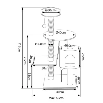 Lionto Kratzbaum Höhe 112 Cm Weiß/ Beige 2 Lionto Kratzbaum Höhe 112 Cm Weiß/ Beige – Bild 2
